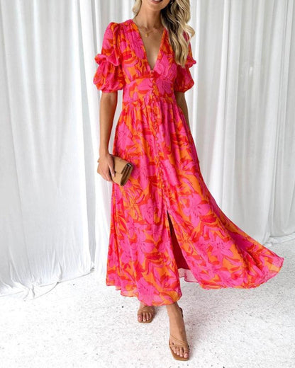 Women's Puff Sleeve Maxi Dress - Vonnera