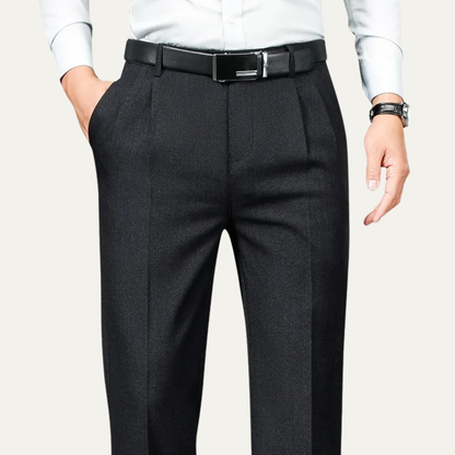 Men's Double Pleated Straight Leg Dress Pants Wool