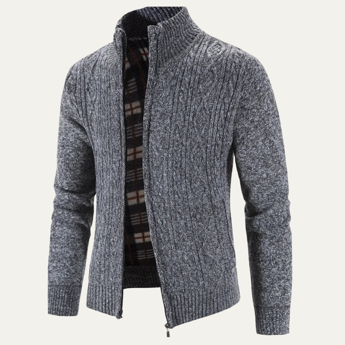 Men's Fleece Zip Up Jacket Warm Knit