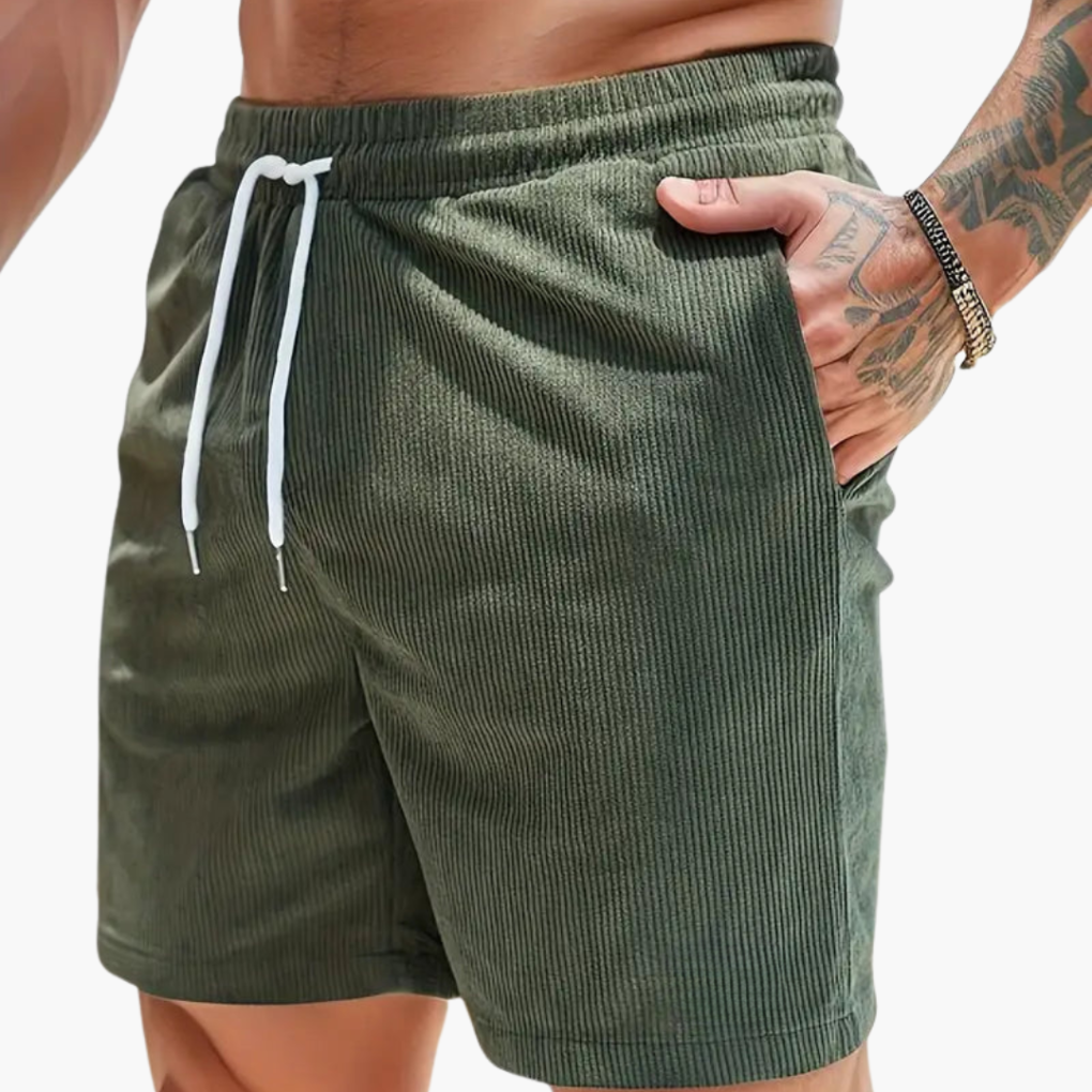 Men's Cotton Cord Shorts Casual Beige - Vonnera