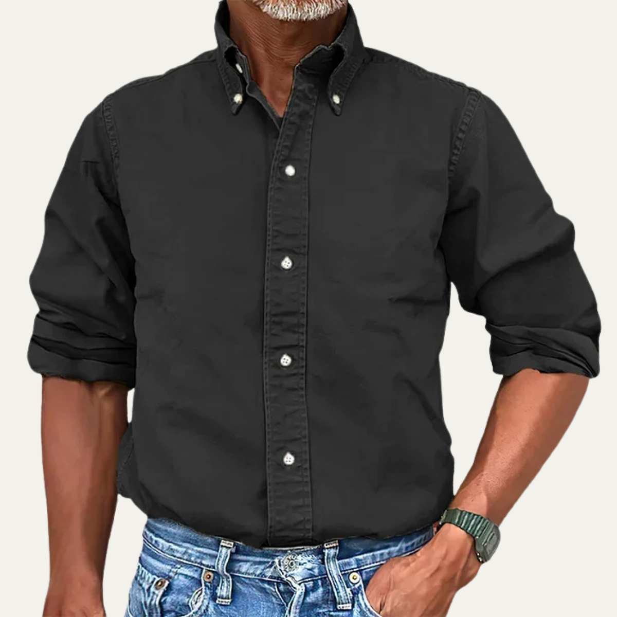 Men's Business Shirt Solid Color Button Down