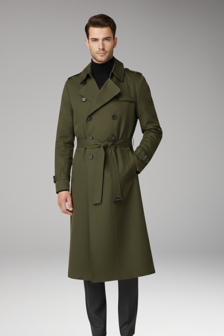 Men's Trench Coat Wide Lapels Belted