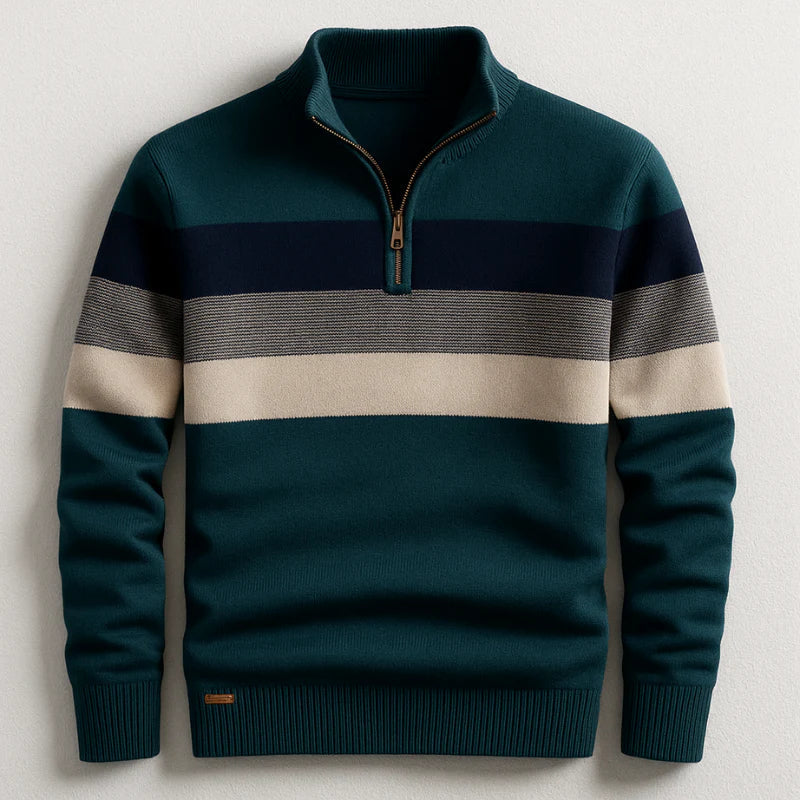 Men's Striped Zip Neck Sweater