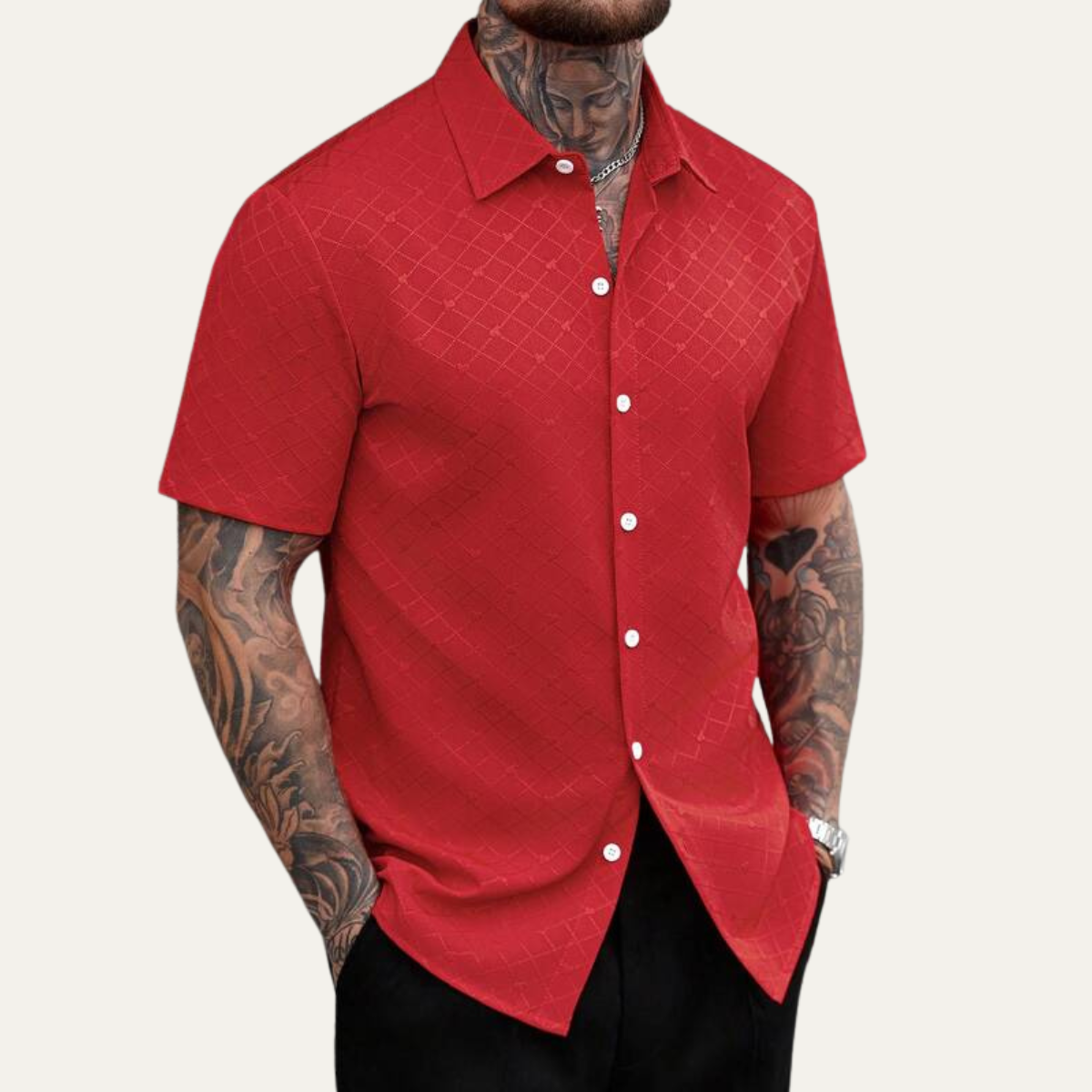 Men's Textured Button Up Shirt