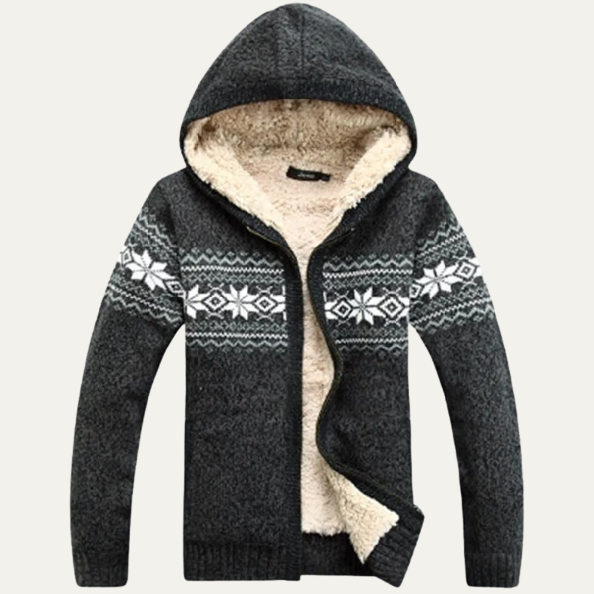 Men's Winter Knit Hooded Jacket Zip Up