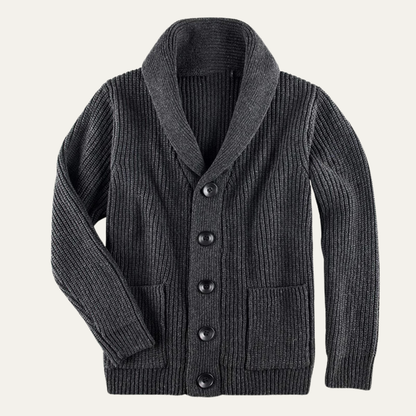 Men's Wool Cardigan Shawl Collar Knit Button Up