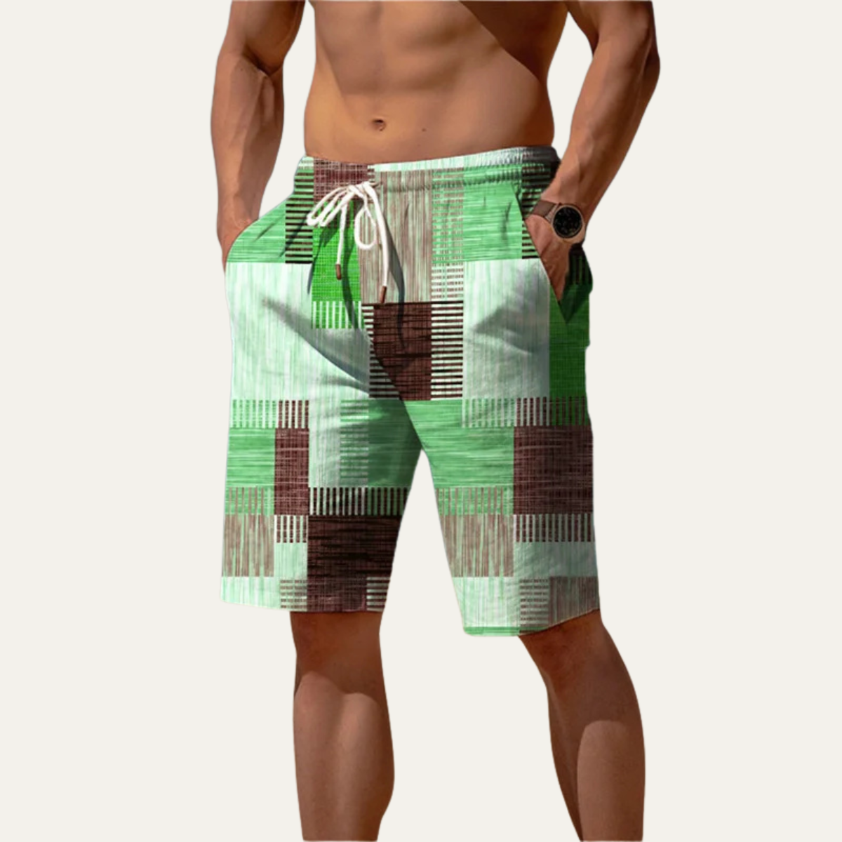 Men's Checked Drawstring Shorts