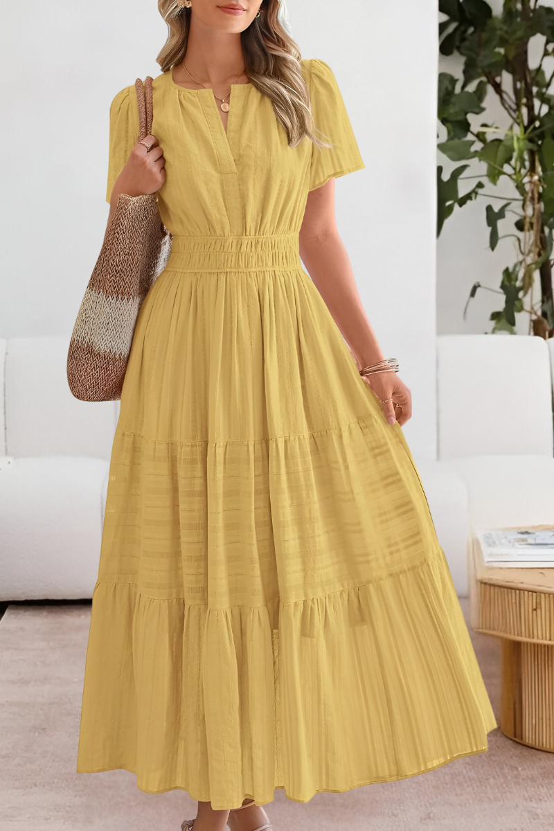 Women's Short Sleeve Maxi Dress Tiered Skirt - Vonnera