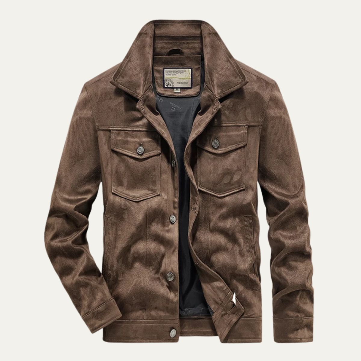 Men's Suede Cargo Jacket Lightweight Vintage Brown - Vonnera