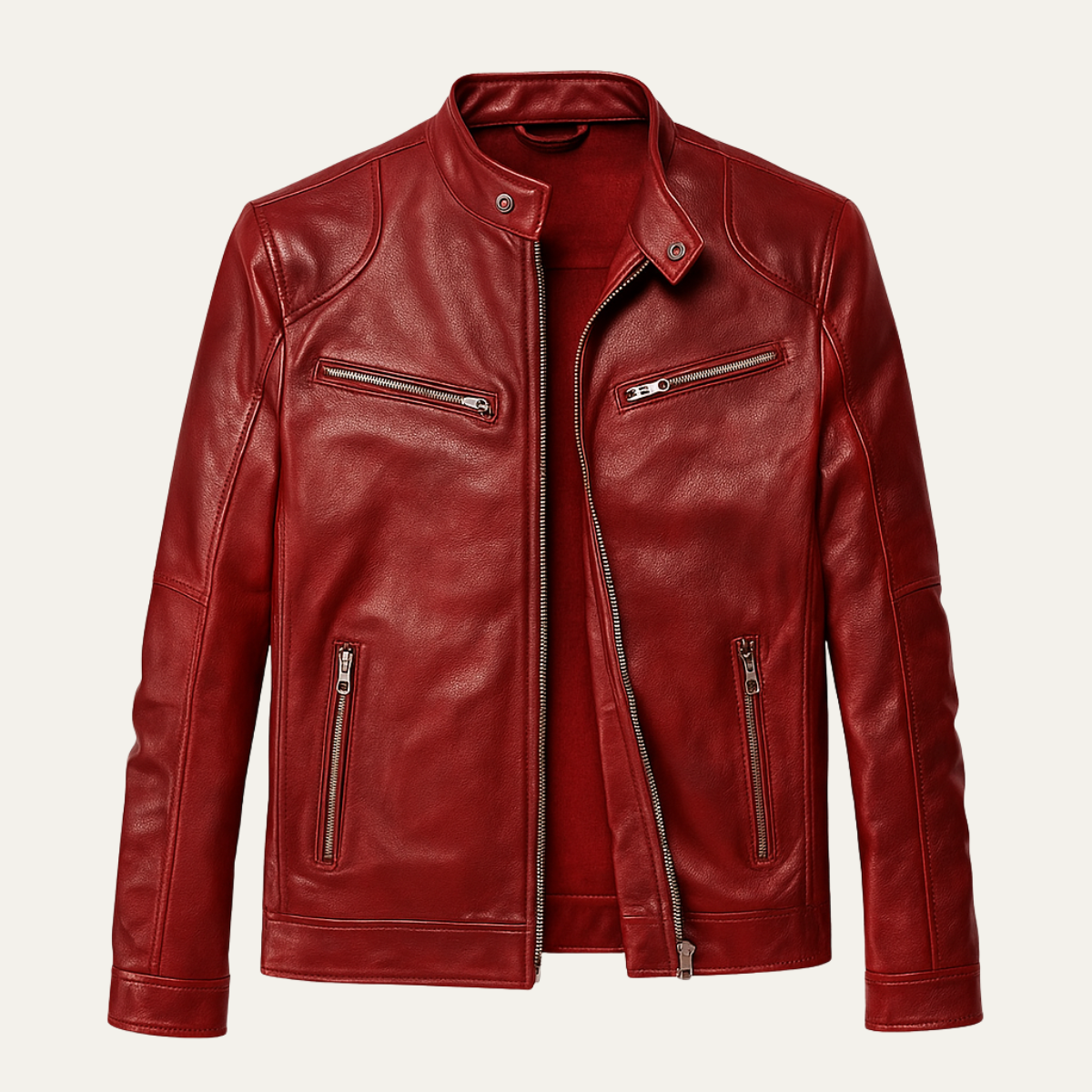 Men's Vintage Leather Biker Jacket - Vonnera