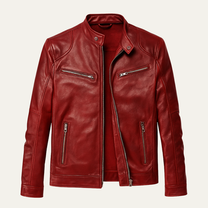 Men's Vintage Leather Biker Jacket - Vonnera