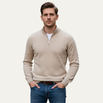 Men's Soft Knit Cotton Sweater Half Zip Casual