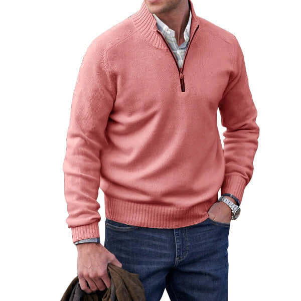 Men's Soft Knit Zip Pullover Sweater