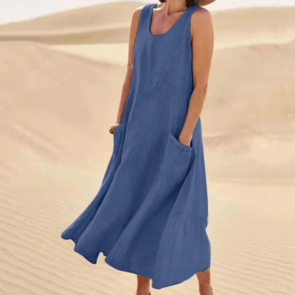 Women's Scoop Neck Dress with Front Pocket