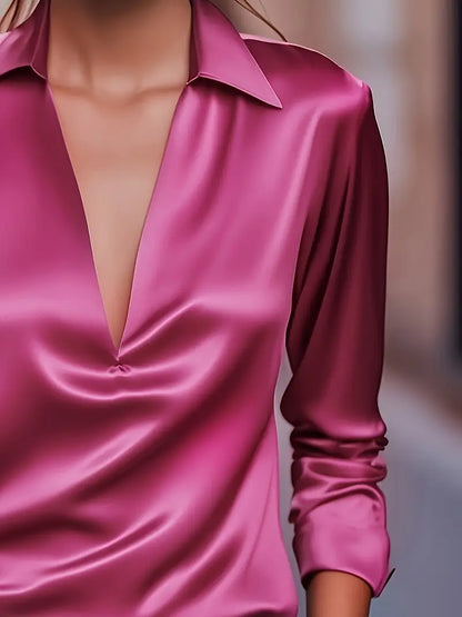 Women's Long Sleeve Blouse Draped Neck