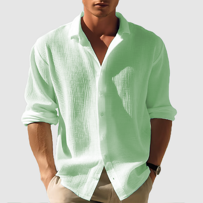 Men's Long Sleeve Shirt Button Front Textured Design