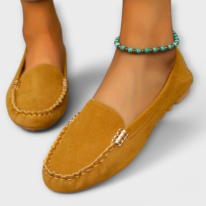 Women's Slip-On Loafers Stitched Leather