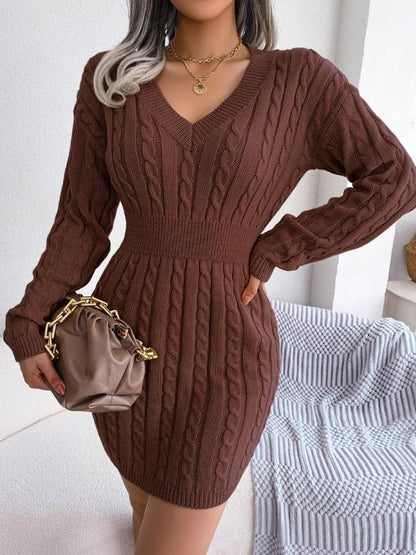 Savannah™ | Cozy Long Sleeve V-Neck Dress