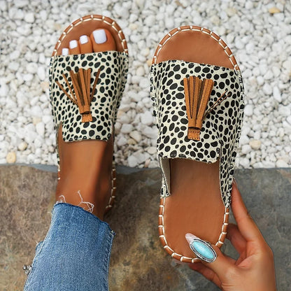 Women's Open Toe Patterned Slide Sandals