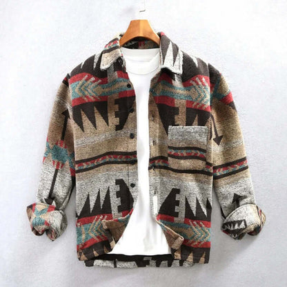 Southwestern Aztec Print Shirt Jacket - Vonnera