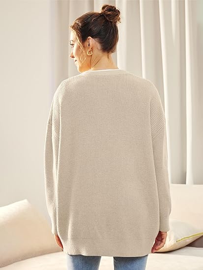 Women's Oversized V-Neck Cardigan Button Front