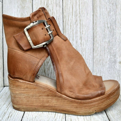 Wedge Sandals Buckle Boho Style