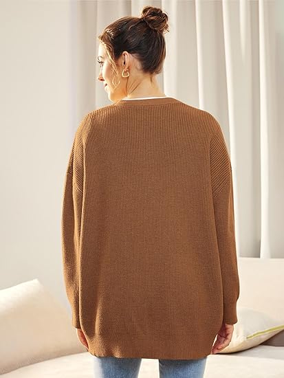 Women's Oversized V-Neck Cardigan Button Front