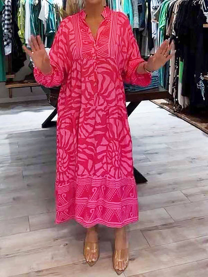 Women's V Neck Flowy Dress Tummy Control Loose Fit