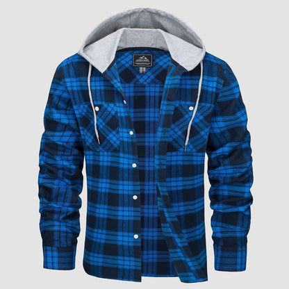 Men's Flannel Shirt Jacket Cotton Plaid Long Sleeve