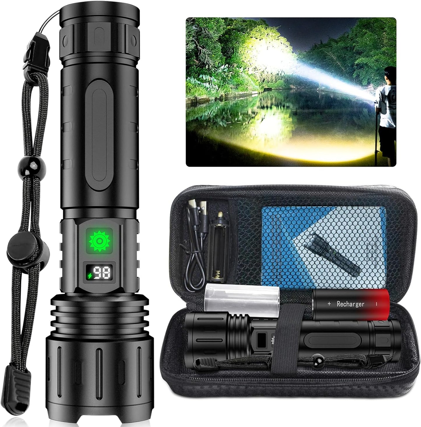 High Power 100,000 Lumen LED Flashlight Torch