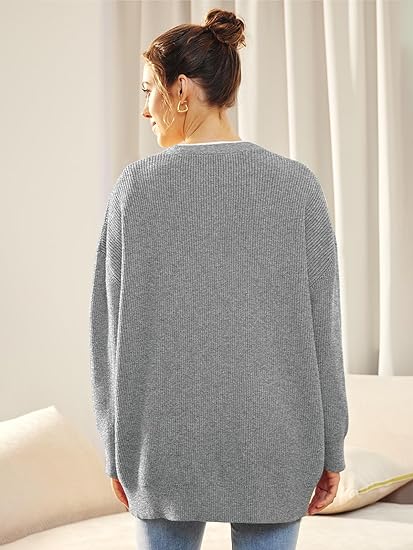 Women's Oversized V-Neck Cardigan Button Front