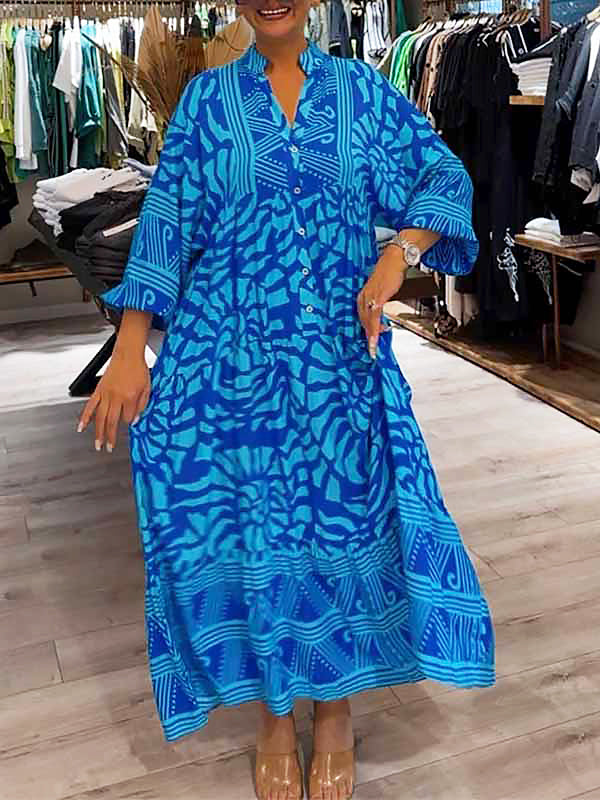Women's V Neck Flowy Dress Tummy Control Loose Fit