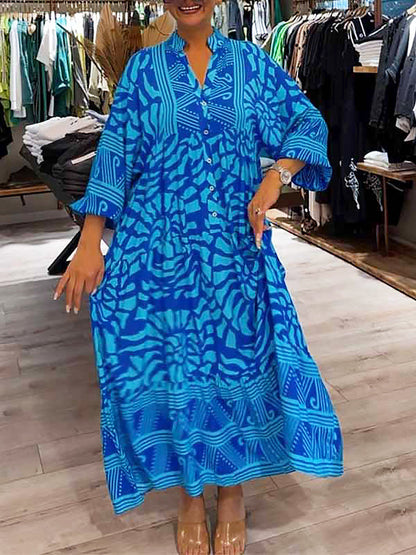 Women's V Neck Flowy Dress Tummy Control Loose Fit