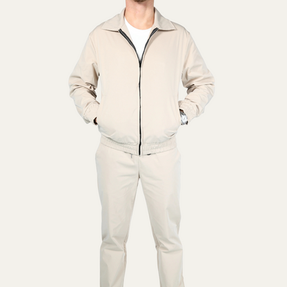 Men's Cotton Jacket Pants Set Lightweight Apricot