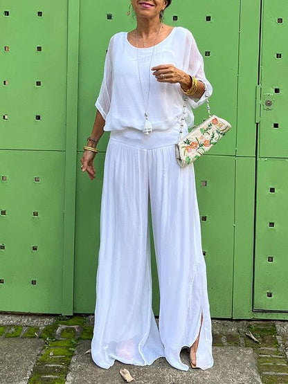 Women's V-Neck Jumpsuit Wide Leg Batwing Sleeve Olive