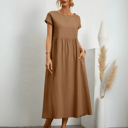 Women's Cotton Linen Maxi Dress - Vonnera