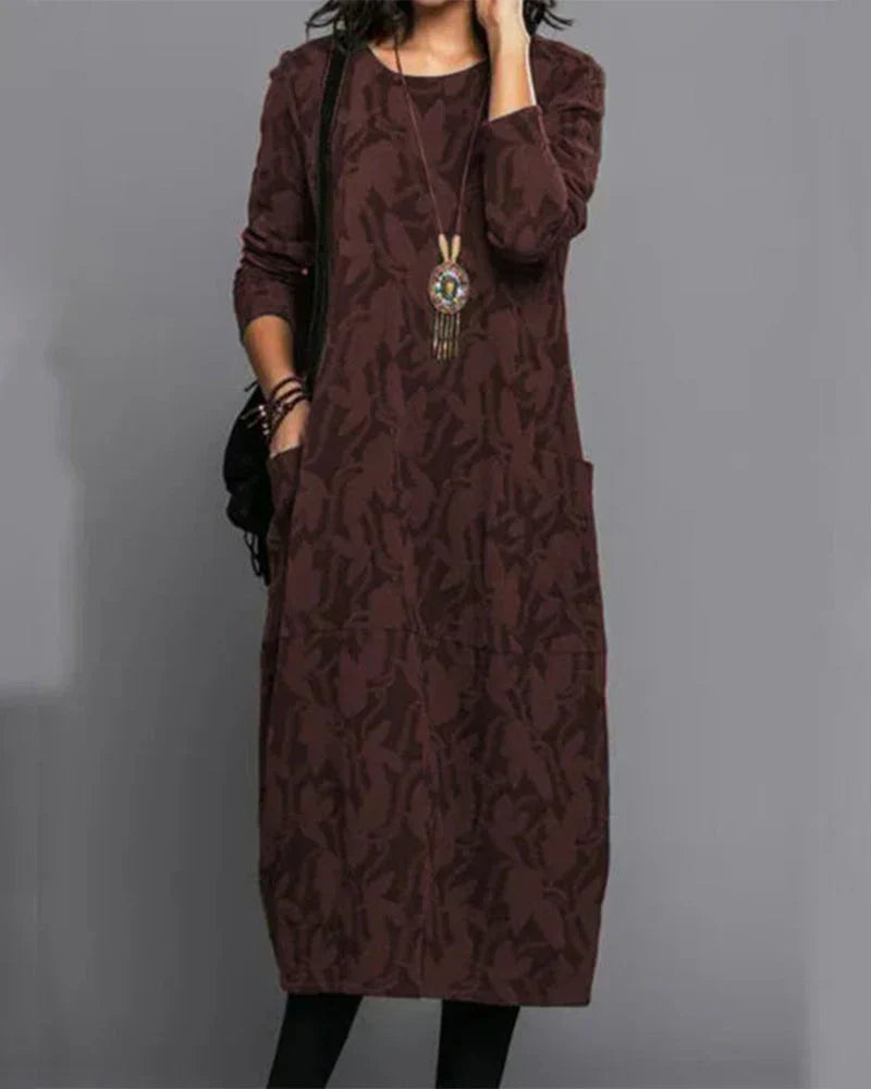 Kimberly | Women’s Winter Long Sleeve Pocket Maxi Dress