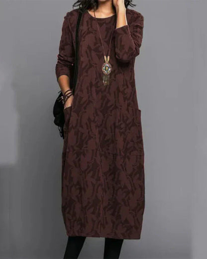 Kimberly | Women’s Winter Long Sleeve Pocket Maxi Dress
