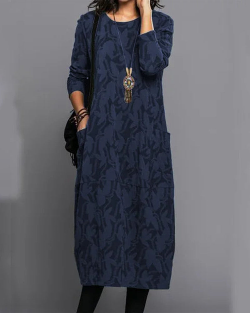 Kimberly | Women’s Winter Long Sleeve Pocket Maxi Dress