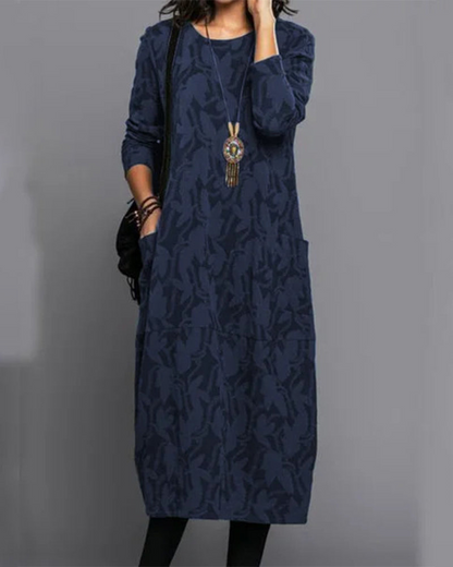Kimberly | Women’s Winter Long Sleeve Pocket Maxi Dress