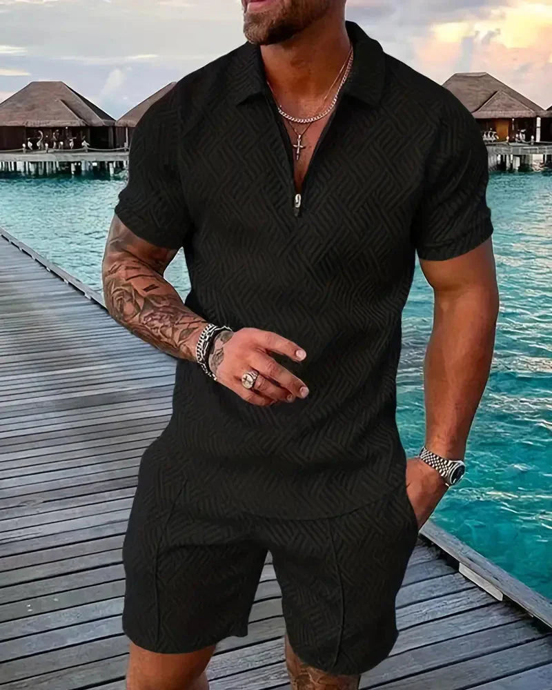 Men's Summer Tracksuit Zipper Collar