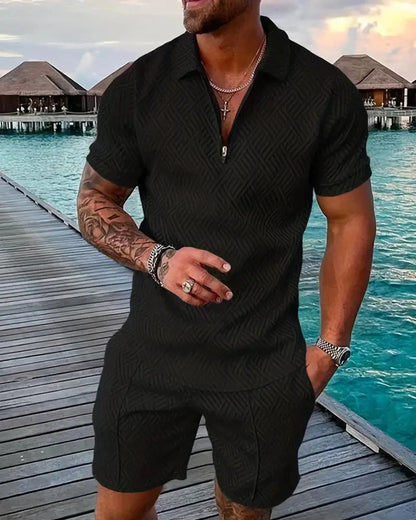 Men's Summer Tracksuit Zipper Collar