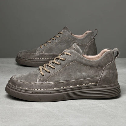 Men's Casual Lace Up Sneakers Contrast Sole Brown