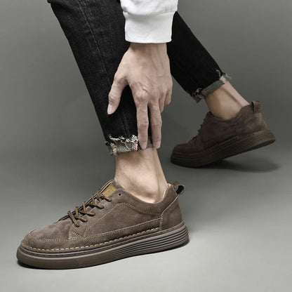 Men's Casual Lace Up Sneakers Contrast Sole Brown