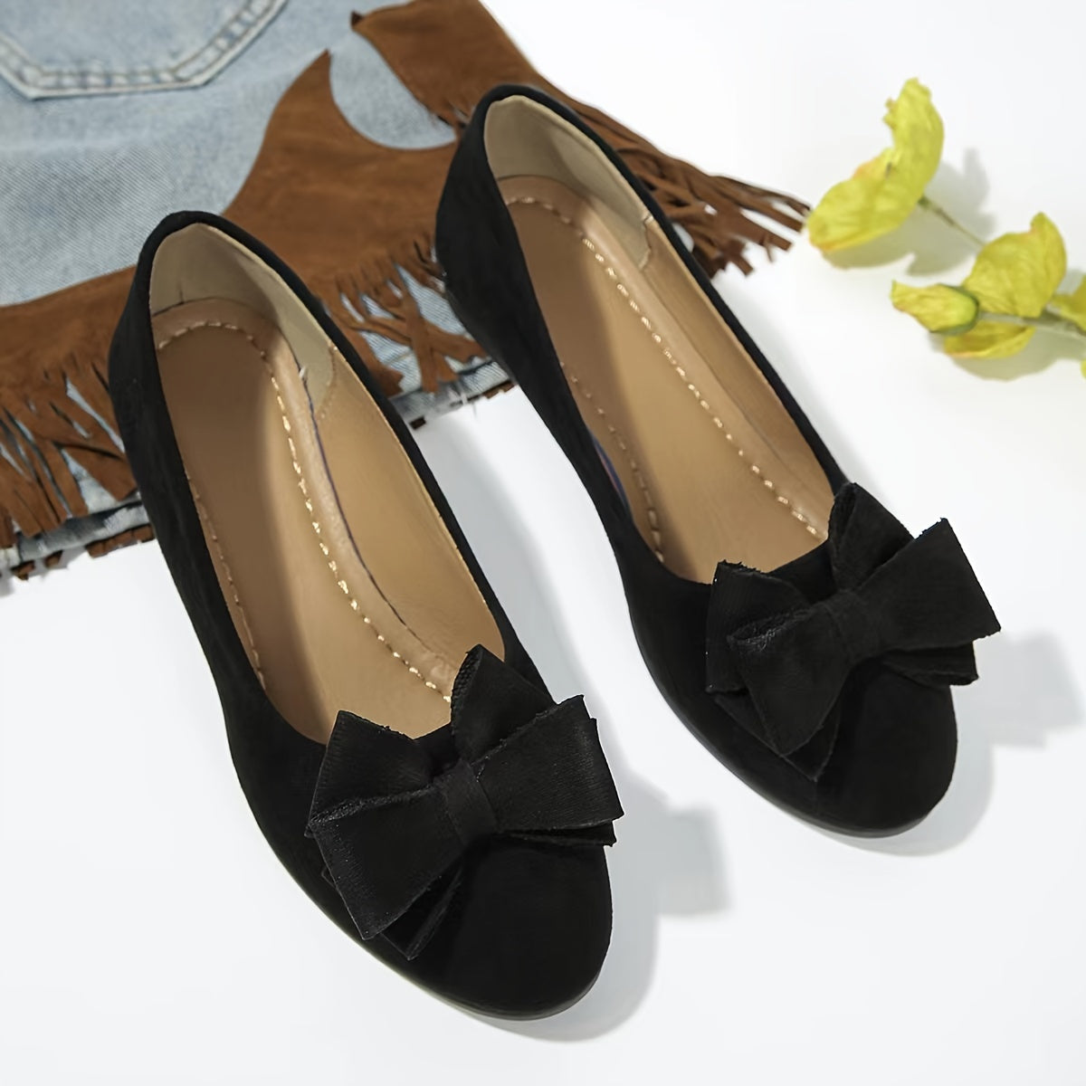Women's Ballet Flats Slip-On Round Toe Bow Detail