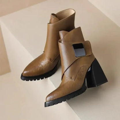 Women's Square Toe Ankle Boots Block Heel