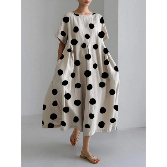 VALENTINA | Casual Long Dress with Iconic Polka Dots and Freedom of Movement for Summer Days