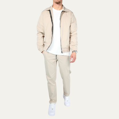 Men's Cotton Jacket Pants Set Lightweight Apricot