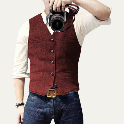 St Andrews Men's Vintage Button Up Vest