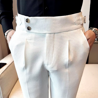 Men's Pleated Trousers Textured Front